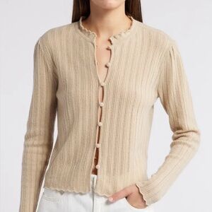 NWT Frame ruffle neck pointelle Cardigan